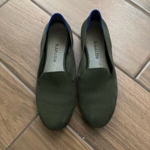 Rothys The Loafer Olive Green Flats Shoes Knit Slip On Round Toe Sz 9